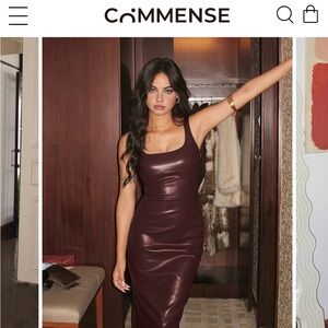 The Commense Faux Leather Dress Brown NWT – Size M